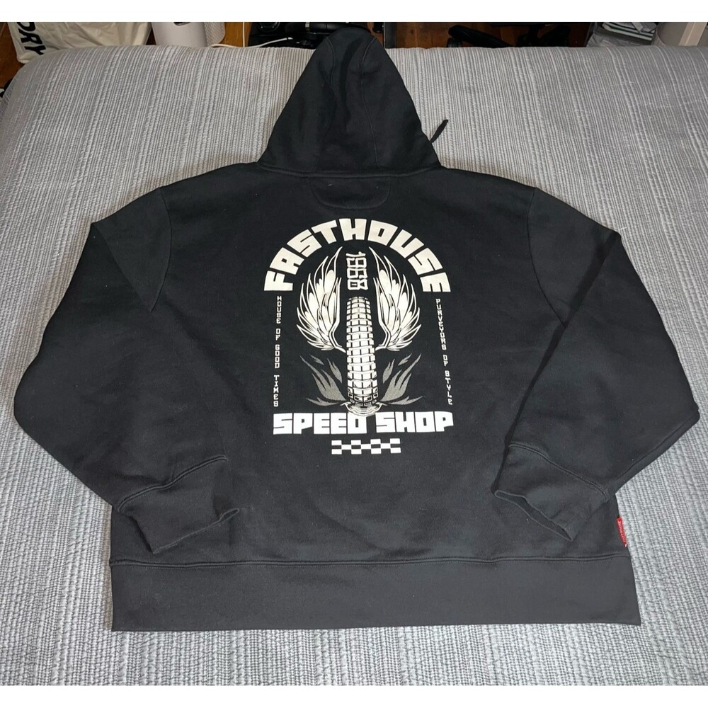 Fasthouse Speed Shop Iron Steed Hoodie‎ Black 3XL Pullover Graphic Moto - Picture 2 of 12